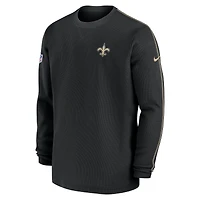 T-shirt à manches longues Nike noir pour homme, collection New Orleans Saints 2024, entraîneurs.