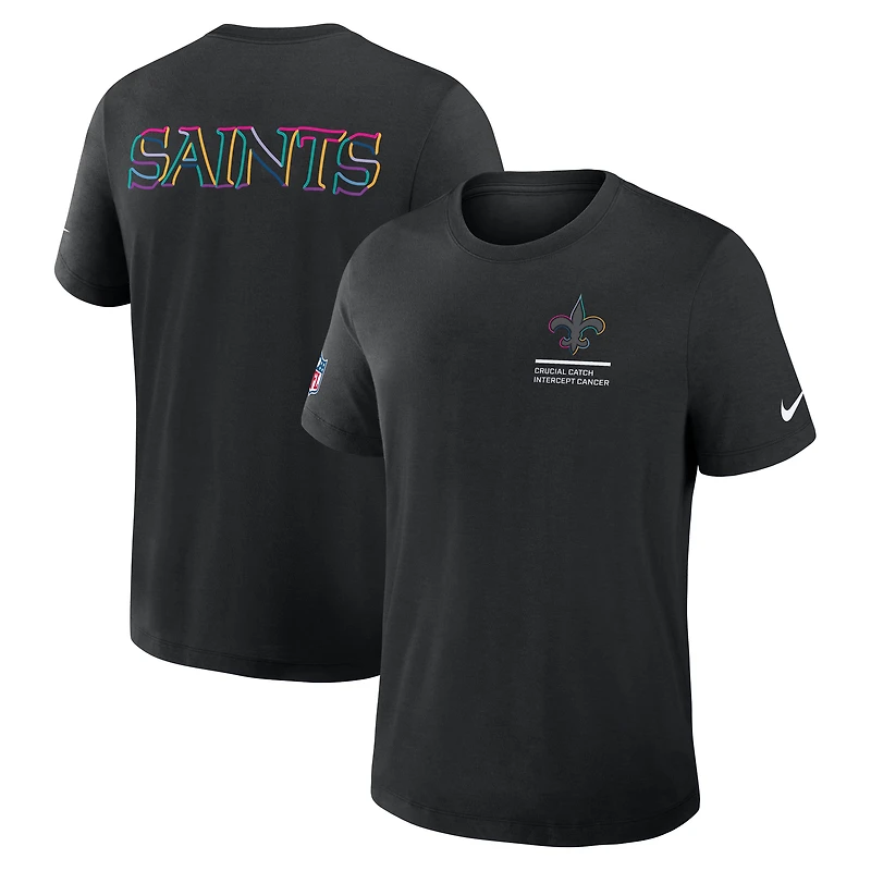 Men's Nike Black New Orleans Saints 2025 NFL Crucial Catch Tri-Blend Dri-FIT T-Shirt