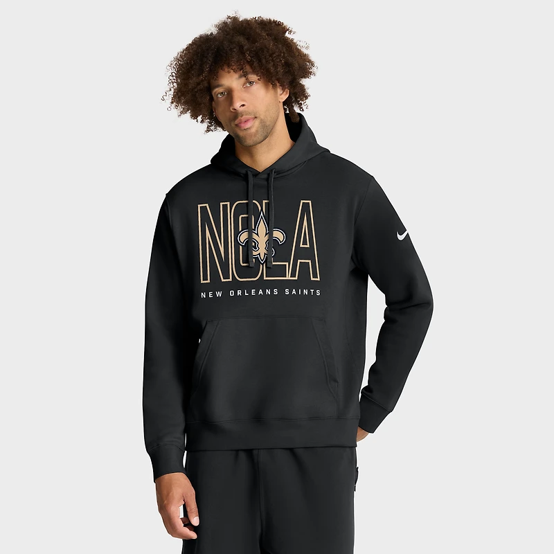 Men's Nike Black New Orleans Saints Busted Play Club Fleece Pullover Hoodie
