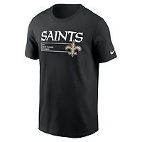 T-shirt essentiel Nike New Orleans Saints Division pour homme, noir