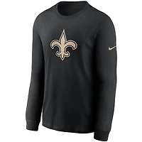T-shirt à manches longues et logo principal des Saints de la Nouvelle-Orléans Nike pour homme, noir