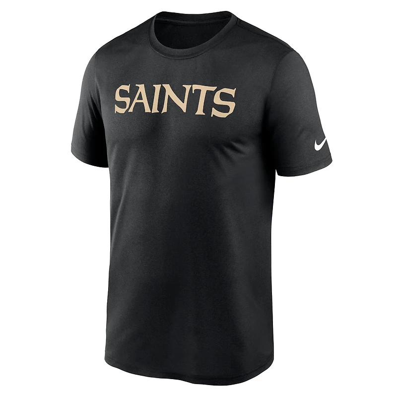 T-shirt Nike noir New Orleans Saints Primetime Legend Wordmark Performance pour homme