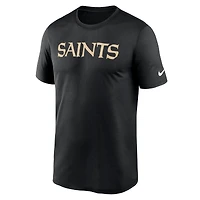 T-shirt Nike noir New Orleans Saints Primetime Legend Wordmark Performance pour homme