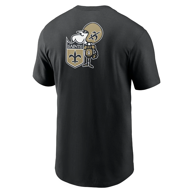 Men's Nike Black New Orleans Saints Rewind Front and Back Hit Essential T-Shirt