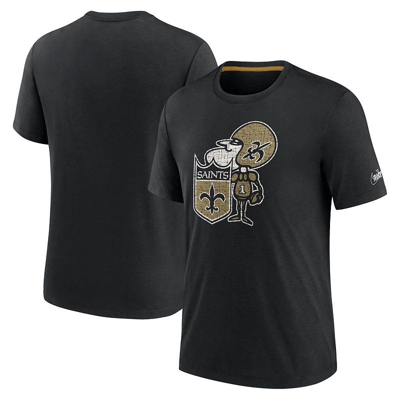 T-shirt Nike noir pour homme New Orleans Saints Rewind Playback Logo Tri-Blend