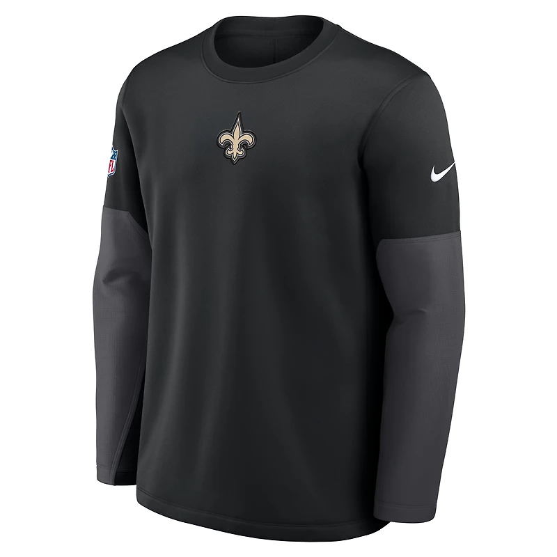Men's Nike Black New Orleans Saints Sideline Coach Therma-FIT Long Sleeve T-Shirt