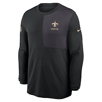 Maillot Nike noir à manches longues Sideline Coach Dri-FIT pour homme, motif New Orleans Saints