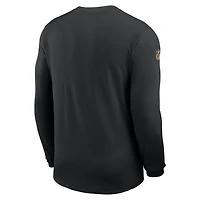 Maillot Nike noir à manches longues Sideline Coach Dri-FIT pour homme, motif New Orleans Saints