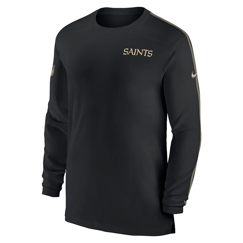Men's Nike Black New Orleans Saints Sideline Coach UV Performance Long Sleeve T-Shirt