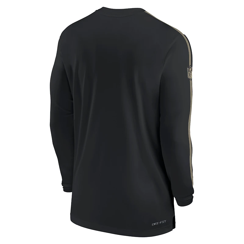 Men's Nike Black New Orleans Saints Sideline Coach UV Performance Long Sleeve T-Shirt