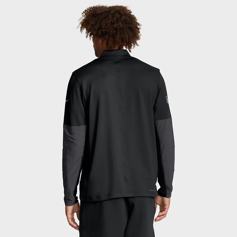 Pull Nike noir à demi-zip pour homme, coupe latérale Dri-FIT, New Orleans Saints