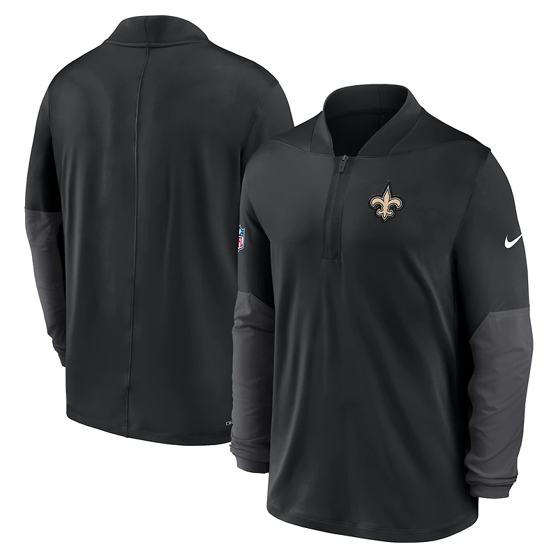 Men's Nike Black New Orleans Saints Sideline Dri-FIT Half-Zip Pullover