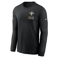 T-shirt Nike noir à manches longues Dri-FIT des Saints de la Nouvelle-Orléans pour homme