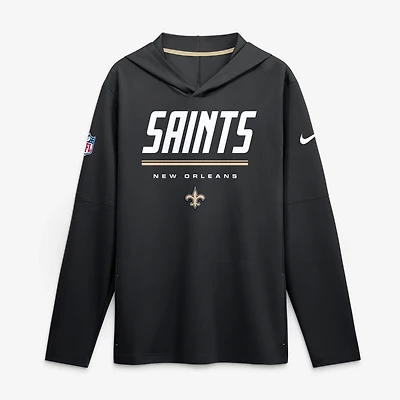 Men's Nike  Black New Orleans Saints Sideline Lightweight Long Sleeve Hooded Dri-FIT Top