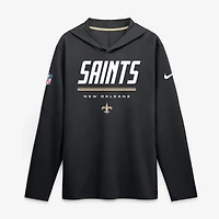 Men's Nike  Black New Orleans Saints Sideline Lightweight Long Sleeve Hooded Dri-FIT Top