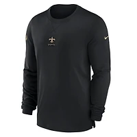T-shirt à manches longues Nike New Orleans Saints Sideline Performance pour homme, noir