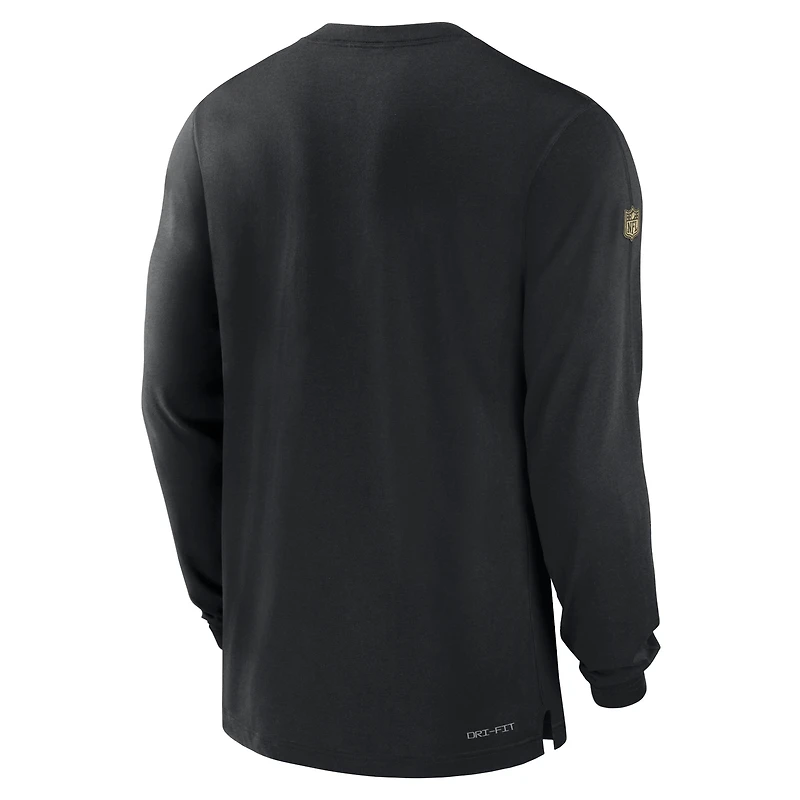 T-shirt à manches longues Nike New Orleans Saints Sideline Performance pour homme, noir