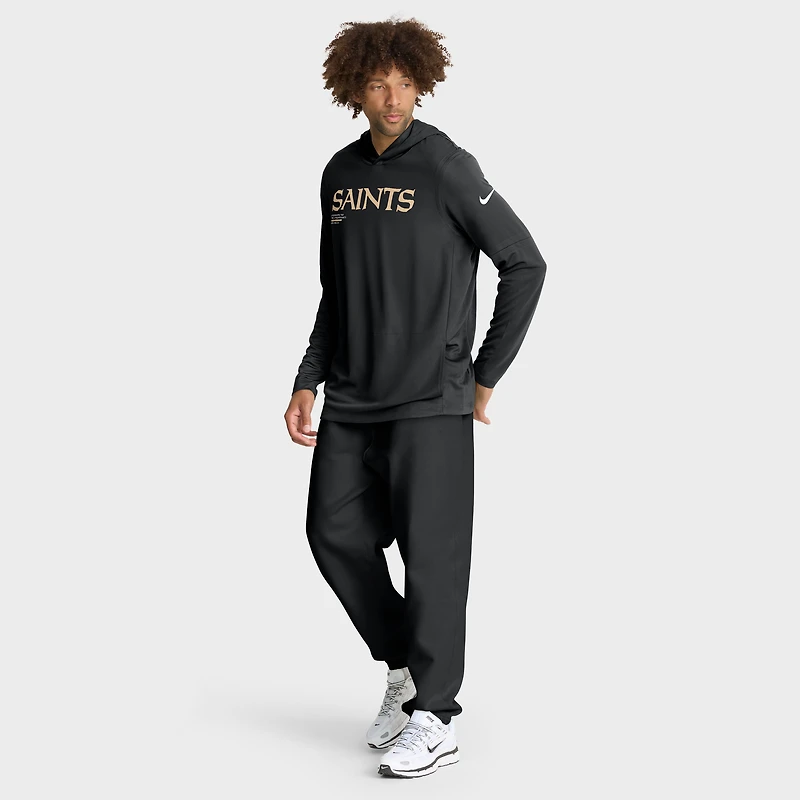 Men's Nike Black New Orleans Saints Sideline Pure Fury Dri-FIT Long Sleeve Hoodie T-Shirt