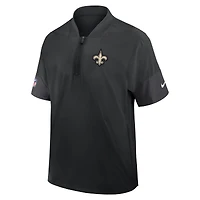 Men's Nike Black New Orleans Saints Sideline Short Sleeve Quarter-Zip Dri-FIT Coach Jacket