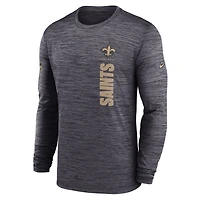 T-shirt à manches longues Nike noir New Orleans Saints Sideline Velocity Dri-FIT pour homme