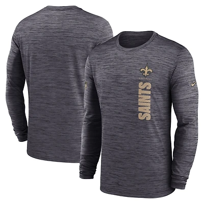 T-shirt à manches longues Nike noir New Orleans Saints Sideline Velocity Dri-FIT pour homme