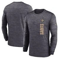T-shirt à manches longues Nike noir New Orleans Saints Sideline Velocity Dri-FIT pour homme