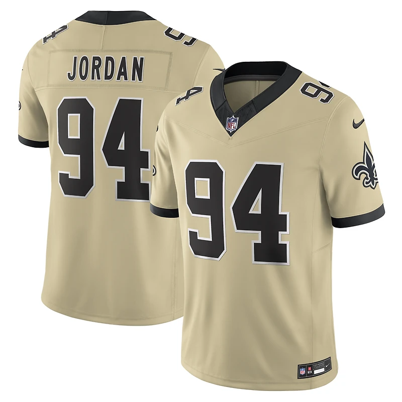 Maillot Nike Cameron Jordan Gold Gameday Golds Alternate Vapor F.U.S.E. pour homme, édition limitée, des New Orleans Saints