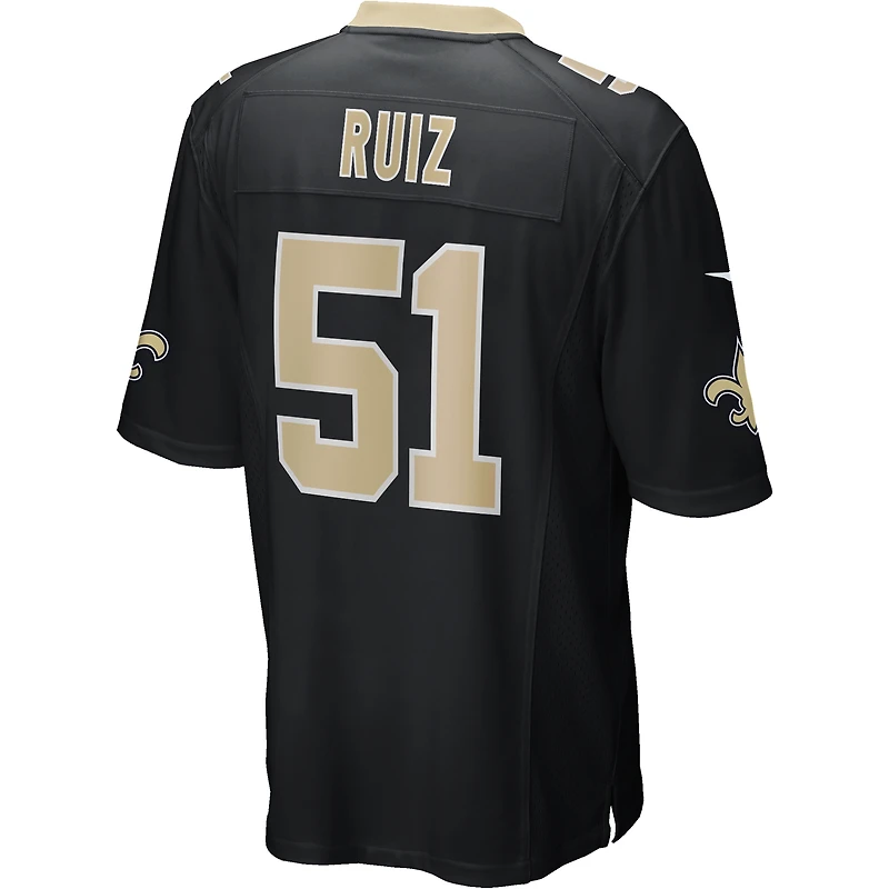 Maillot de match joueur Nike Cesar Ruiz pour hommes, noir, New Orleans Saints