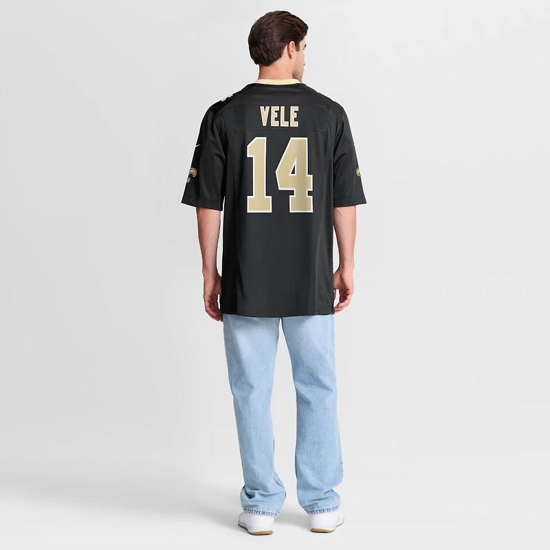 Maillot Nike Devaughn Vele noir pour homme des Saints de la Nouvelle-Orléans