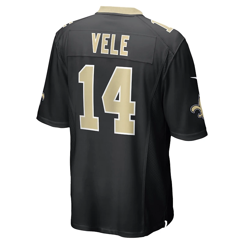 Maillot Nike Devaughn Vele noir pour homme des Saints de la Nouvelle-Orléans