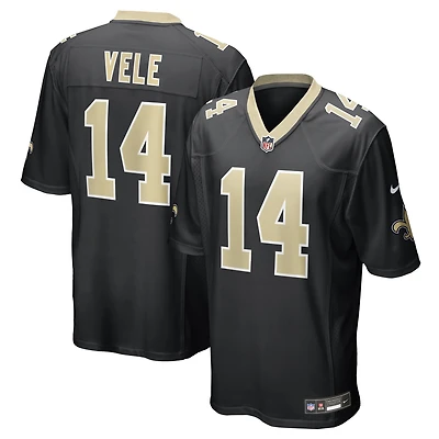 Maillot Nike Devaughn Vele noir pour homme des Saints de la Nouvelle-Orléans