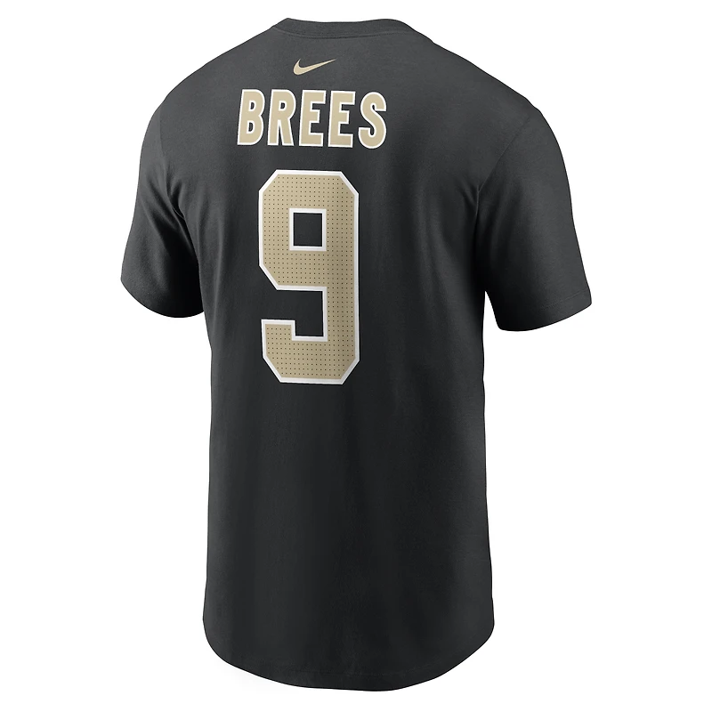 Men's Nike Drew Brees Black New Orleans Saints Retired Name & Number T-Shirt