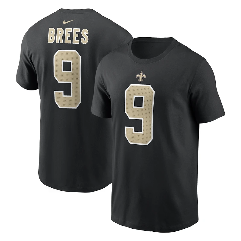 T-shirt Nike pour homme avec le nom et numéro retirés de Drew Brees, des Saints la Nouvelle-Orléans.