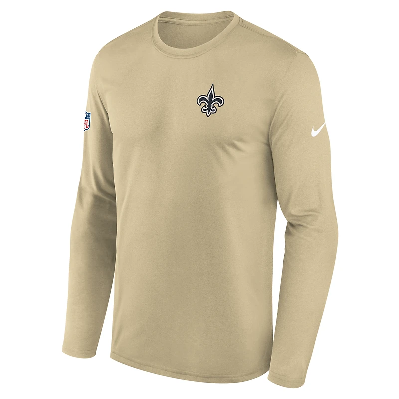 Men's Nike Gold New Orleans Saints Legend Small Logo Dri-FIT Long Sleeve T-Shirt