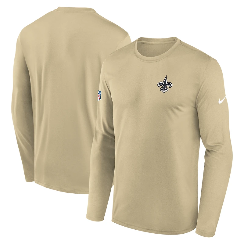 Men's Nike Gold New Orleans Saints Legend Small Logo Dri-FIT Long Sleeve T-Shirt