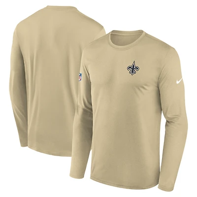 Men's Nike Gold New Orleans Saints Legend Small Logo Dri-FIT Long Sleeve T-Shirt