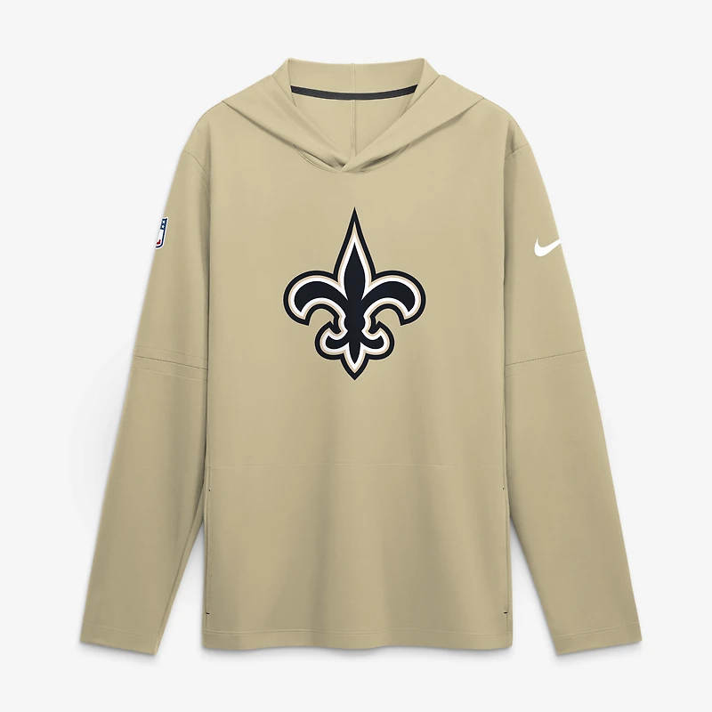 T-shirt à capuche manches longues Nike Gold New Orleans Saints Sideline Dri-FIT pour homme