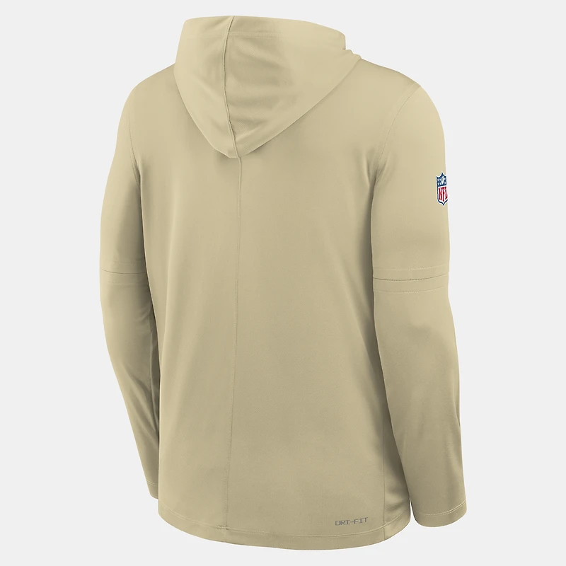 T-shirt à capuche manches longues Nike Gold New Orleans Saints Sideline Dri-FIT pour homme