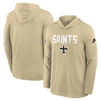 T-shirt à capuche manches longues Nike Gold New Orleans Saints Sideline Pass Accuracy Dri-FIT pour homme