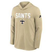Men's Nike Gold New Orleans Saints Sideline Pass Accuracy Dri-FIT Long Sleeve Hoodie T-Shirt