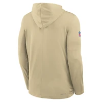 Men's Nike Gold New Orleans Saints Sideline Pass Accuracy Dri-FIT Long Sleeve Hoodie T-Shirt