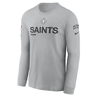 T-shirt à manches longues Nike New Orleans Saints 2024 Salute To Service pour homme Gris