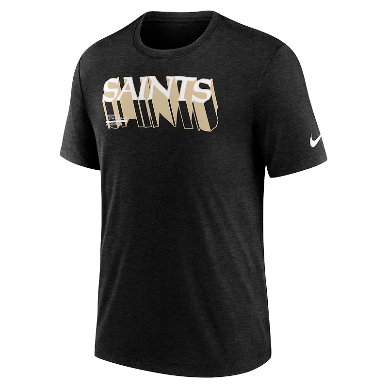 Men's Nike Heather Black New Orleans Saints Long Pass Tri-Blend T-Shirt