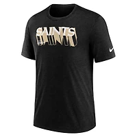 Men's Nike Heather Black New Orleans Saints Long Pass Tri-Blend T-Shirt