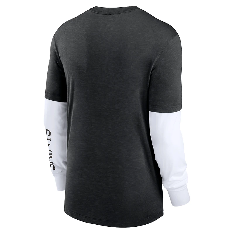 Men's Nike Heather Black New Orleans Saints Slub Fashion Long Sleeve T-Shirt