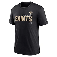 T-shirt Nike New Orleans Saints Wordmark Tri-Blend pour homme - Noir chiné