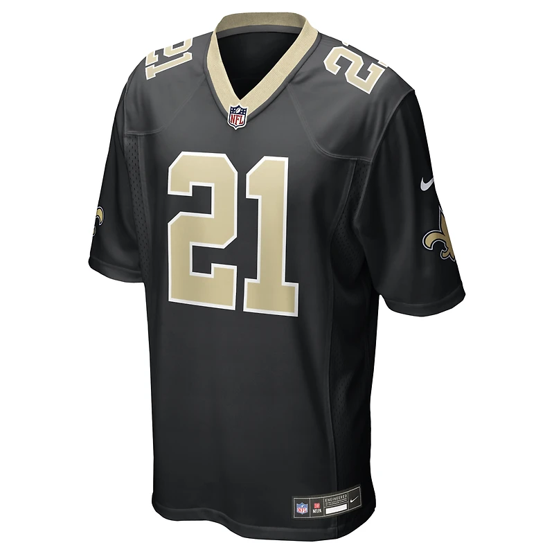 Maillot Nike Justin Reid noir pour homme des Saints de la Nouvelle-Orléans