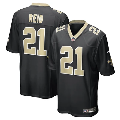 Maillot Nike Justin Reid noir pour homme des Saints de la Nouvelle-Orléans