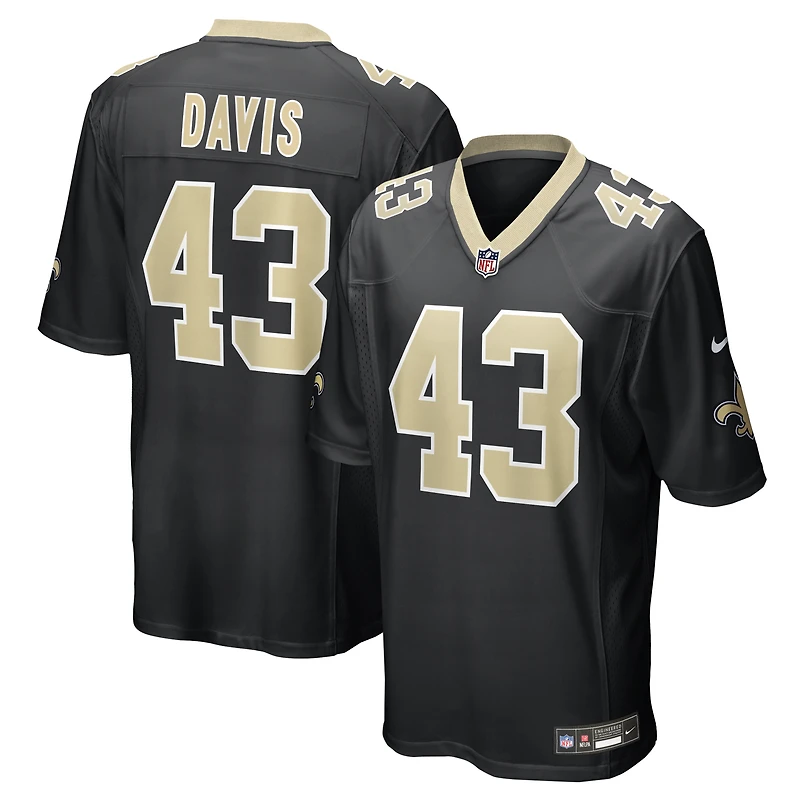Men's Nike Michael Davis  Black New Orleans Saints Team Game Jersey