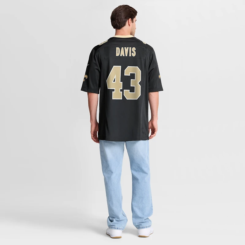 Men's Nike Michael Davis  Black New Orleans Saints Team Game Jersey